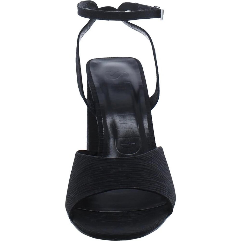 STAUD SOLANGE Black Textured Open Toe Ankle Strap Heels Size 37, NIB - Picture 7 of 9